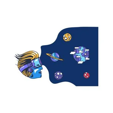 Metaverse avatar icon with virtual world and digital interface for immersive Stock Illustration