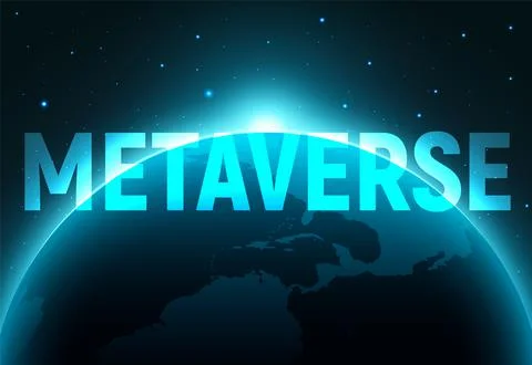 Metaverse background game 3d abstract cyber technology logo. Futuristic neon Illustrazione stock