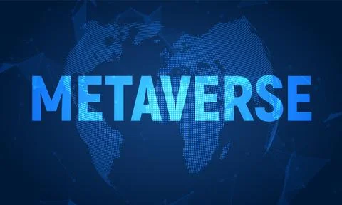 Metaverse background game 3d abstract cyber technology logo. Futuristic neon Stock Illustration