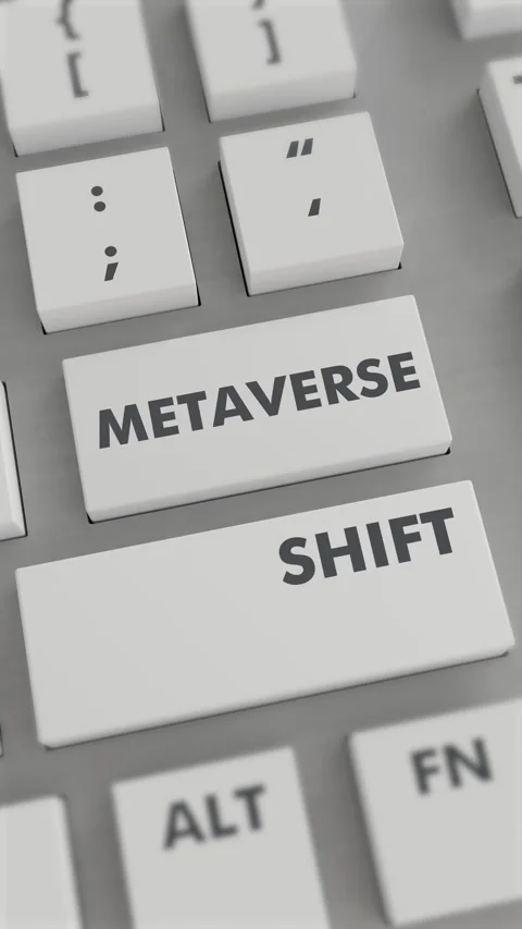 METAVERSE BUTTON PRESSING ON KEYBOARD Vertical Video Stock Footage 302439634