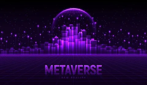 Metaverse city future concept Illustrazione stock