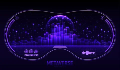 Metaverse city future concept Stock Illustration
