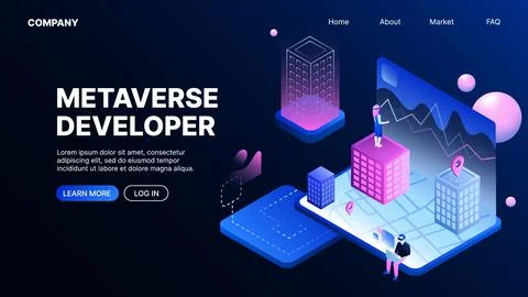 Metaverse Developer. Landing Page Template Stock Illustration