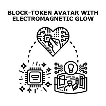 Metaverse digital avatar creating blockchain token concept 스톡 일러스트