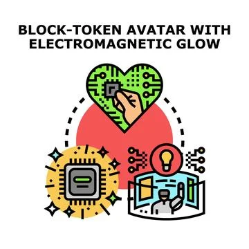 Metaverse digital avatar creating blockchain token concept Illustrazione stock