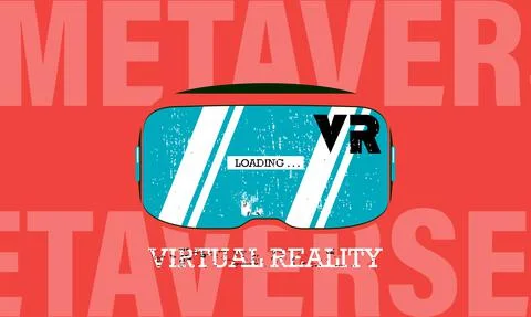 Metaverse digital cyber world technology, VR goggle, AR augmented reality イラスト素材