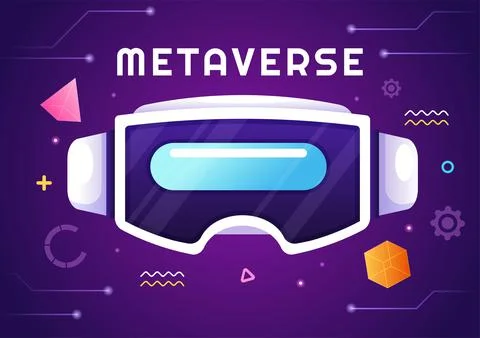 Metaverse Digital Virtual Reality Technology wears VR Glasses for Future Inno Illustrazione stock