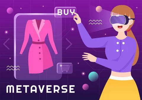 Metaverse Digital Virtual Reality Technology wears VR Glasses for Future Inno Illustrazione stock