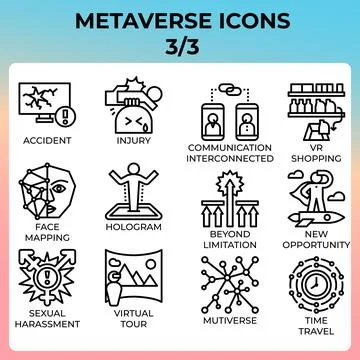 Metaverse icon set Illustrazione stock