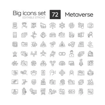 Metaverse linear icons set イラスト素材
