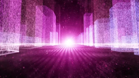 Metaverse looped digital tech data cyberspace city road Stock Footage 338305162
