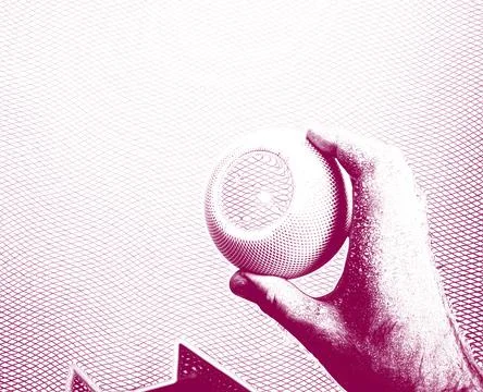 Metaverse man holding smart speaker Stock-Illustration