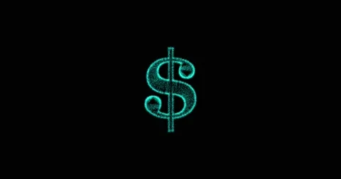 Metaverse, meta movement of 3D dollar sign made of particles on black screen Stock Footage 170427249