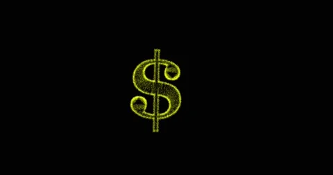 Metaverse, meta movement of 3D dollar sign made of particles on black screen Stock Footage 170427286