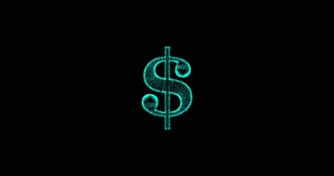 Metaverse, meta movement of 3D dollar sign made of particles on black screen Stock Footage 170601741