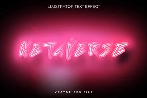 Metaverse neon vector text effect Illustrazione stock