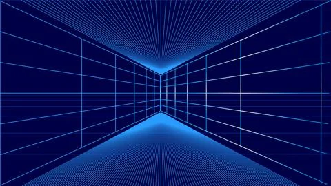 Metaverse perspective space blue screen  Stock Illustration