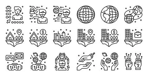 Metaverse related vector icon set 2, line style Ilustración de archivo