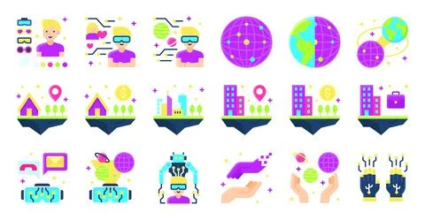 Metaverse related vector icon set 2, flat style Ilustración de archivo