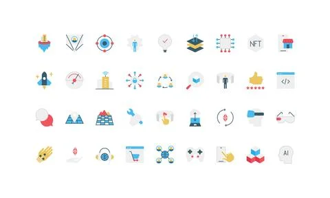 Metaverse Simple Flat Icon Set Collection 스톡 일러스트