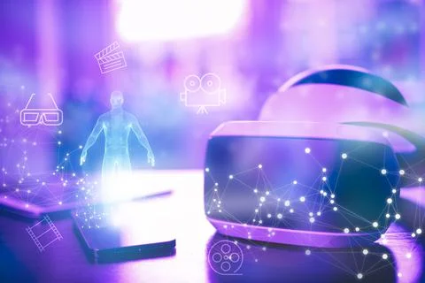 Metaverse technology 3D, VR concept Innovation of futuristic, VR virtual real Stock Photos