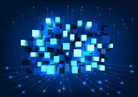 Metaverse technology background Square geometric shapes arranged together w.. Иллюстрация