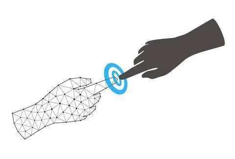 Metaverse Technology Concepts, Touching of virtual and reality Stock Illustration