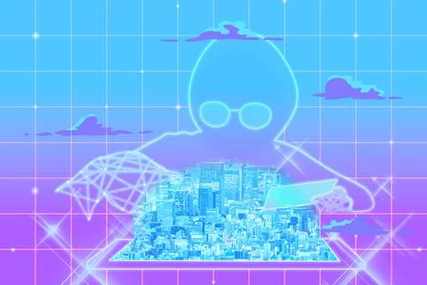 Metaverse technology growth in future data network and business AI system Foto stock