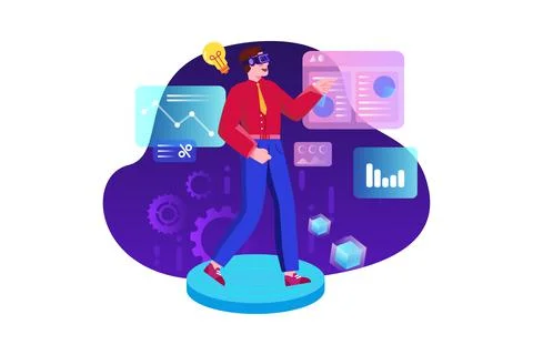 Metaverse Technology Illustration concept. Flat illustration isolated on whit Stock Illustration