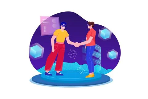 Metaverse Technology Illustration concept. Flat illustration isolated on whit Ilustración de archivo