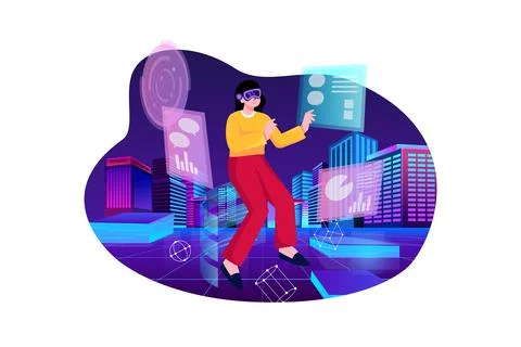 Metaverse Technology Illustration concept. Flat illustration isolated on whit Stock Illustration