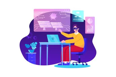 Metaverse Technology Illustration concept. Flat illustration isolated on whit Ilustración de archivo