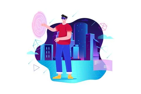 Metaverse Technology Illustration concept. Flat illustration isolated on whit Stock Illustration