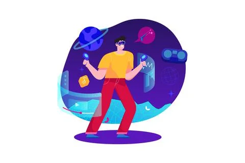 Metaverse Technology Illustration concept. Flat illustration isolated on whit Stock Illustration