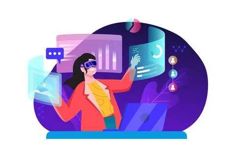 Metaverse Technology Illustration concept. Flat illustration isolated on whit Stock Illustration