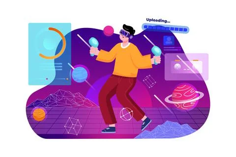 Metaverse Technology Illustration concept. Flat illustration isolated on whit Stock Illustration