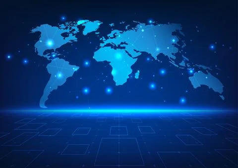 Metaverse Technology is integrated into the world map and has interconnecte.. Stock Illustration