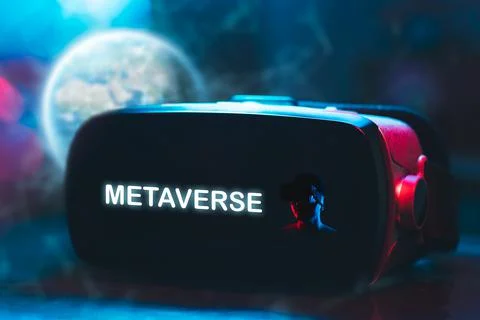 Metaverse technology virtual reality glasses concept. Stock Photos
