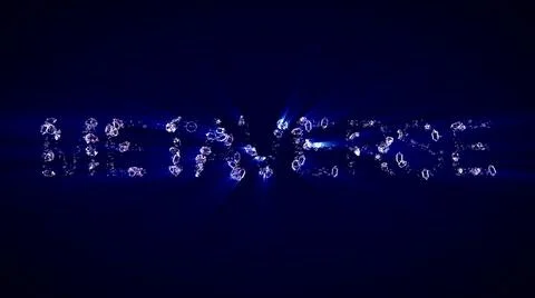 Metaverse - text of diamonds with blue light rays Illustrazione stock