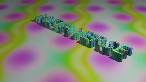 Metaverse Three Dimensional Typography Background Diagonal Text With Green Ilustração Stock