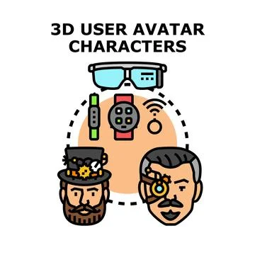 Metaverse user character digital avatar concept illustration Stock Illustration