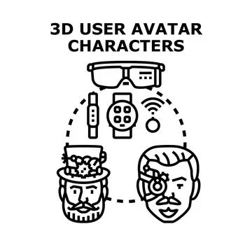 Metaverse user character digital avatar concept illustration Illustrazione stock