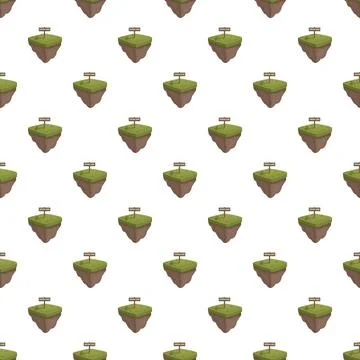 Metaverse virtual land floating island seamless pattern Stock Illustration