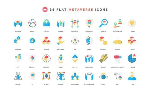 Metaverse, virtual network and augmented reality, innovation technology color Stock Illustration