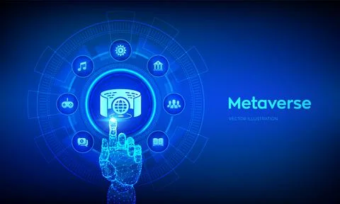 Metaverse virtual world concept. 3D visualization and simulation. Artificial  Stock Illustration