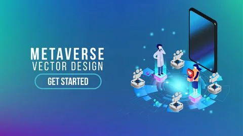 Metaverse VR Abstract technology background Hi-tech communication concept, te Stock Illustration