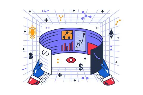 Metaverse vr interacting modern technology vector Illustrazione stock