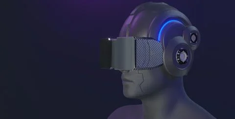 Metaverse vr virtual reality simulation gaming cyberpunk style, digital robot Illustrazione stock