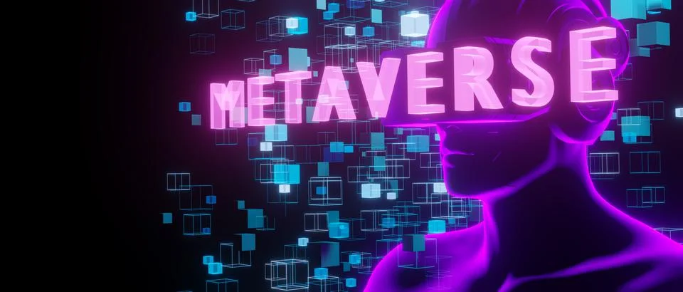 Metaverse vr world simulation gaming cyberpunk style, digital robot with cybe Illustrazione stock