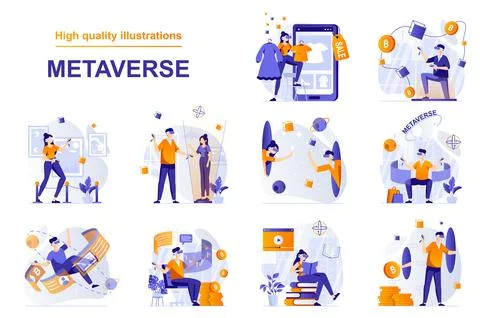 Metaverse Web Illustrations Illustrazione stock